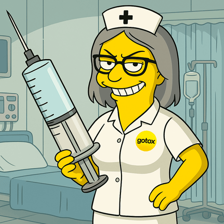Nurse in scrubs holding a clipboard with GoTax logo in the background.